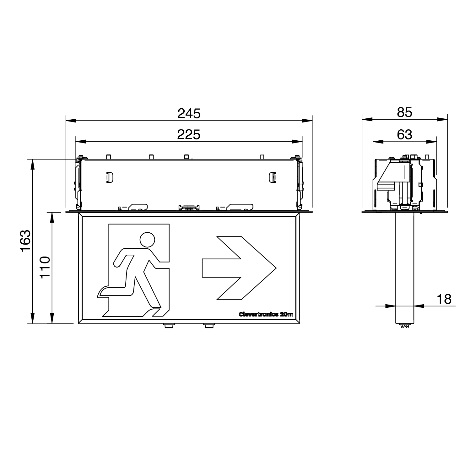 Form 16m Exit Ceiling Mount - Recessed