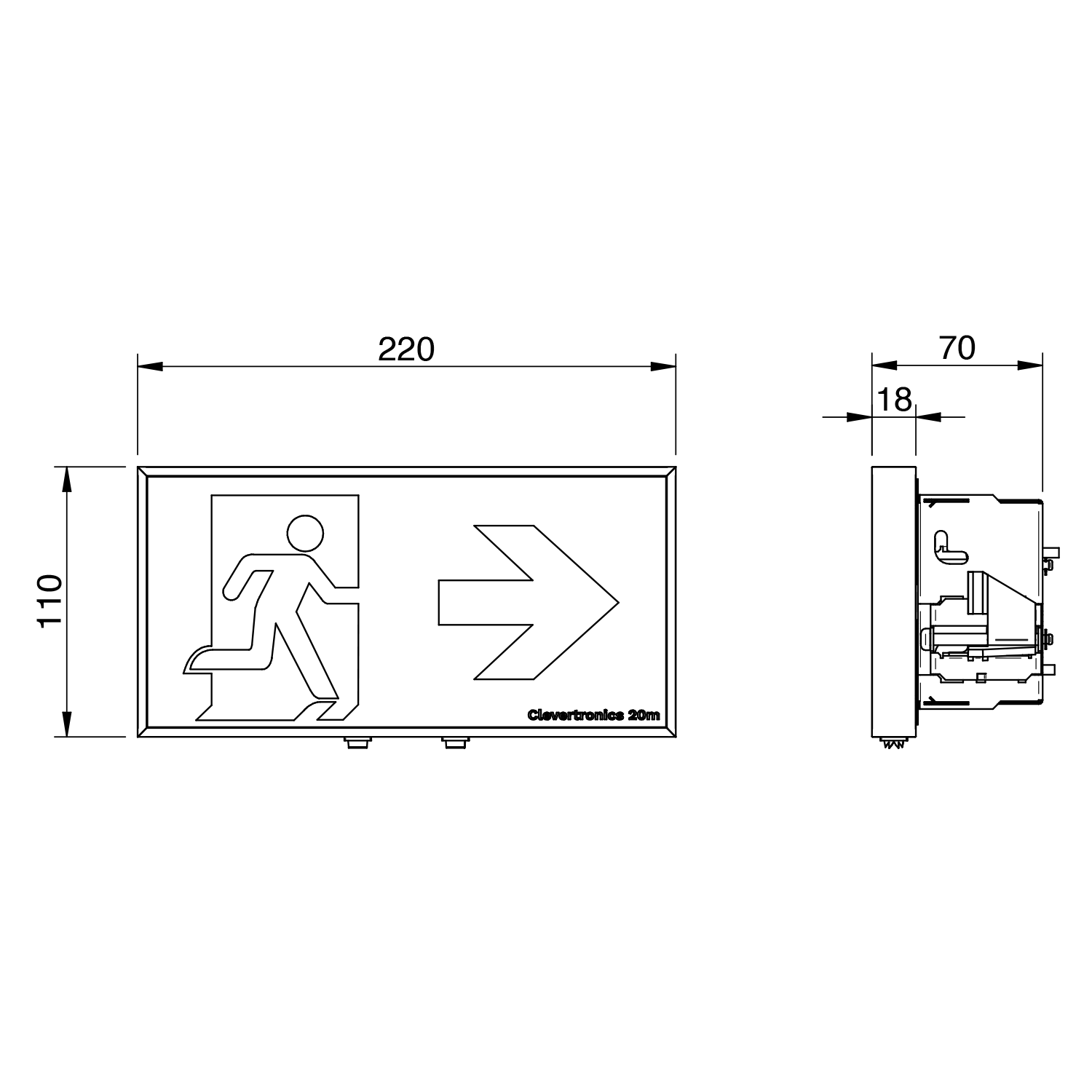 Form 16m Exit Wall Mount - Recessed